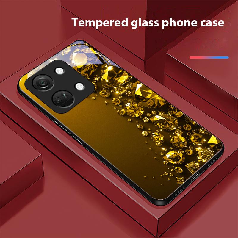 Full Diamonds For OnePlus Nord 3 5 6T 7 Pro 8 12 10T Reno8 Lite 5G 10R Nord N30 Hard Shell Tempered Glass Phone Case Black