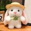 Cute Pudding Rabbit Doll Plush Toy Doll Wearing Hat Little White Rabbit Children Rag Doll Girls Holiday Gift