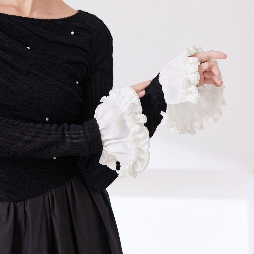 Pleated Elastic Sleeve Cuffs Double Layer False Cuff Sleeve Lace Fake Cuffs Clothing Accessory