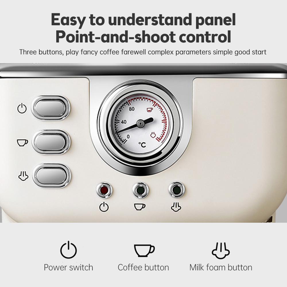 Espresso Machine 20 Strips Stainless Steel Espresso Machine with Milk Frother Steam Wand 2 In 1