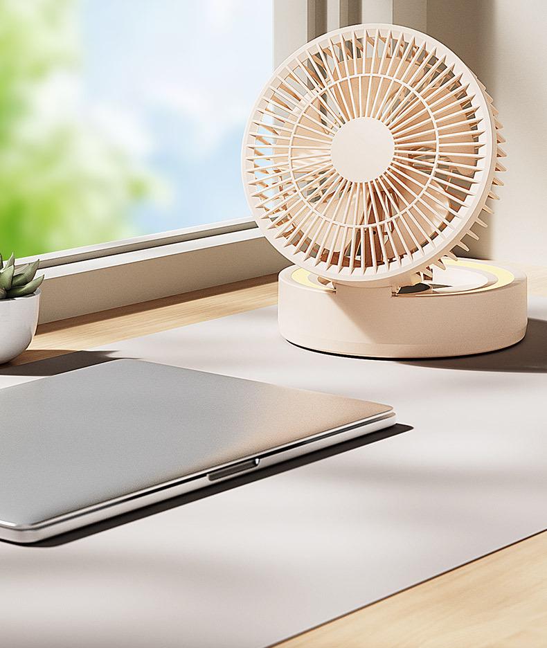 Foldable USB Fan with Mirror: Compact Multi-Functional Fan for Home, Office, or Dorm.