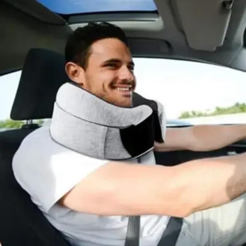 Reise-Nackenkissen, Memory Foam-Nackenkissen fürs Auto, U-förmiges, tragbares Auto-Kopfstützenkissen, verstellbares Nackenkissen zum Schlafen auf Reisen