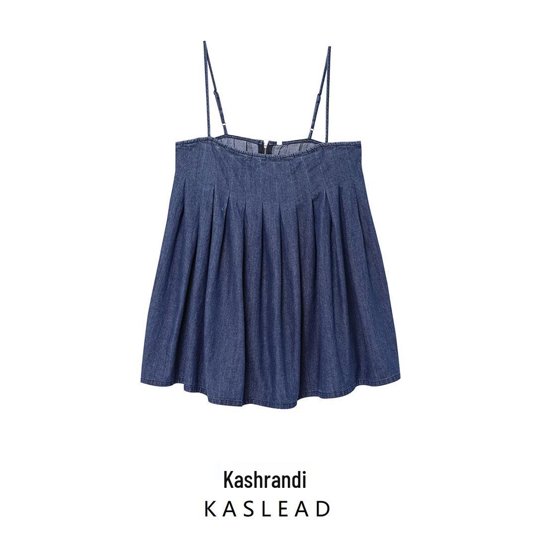 

2025 Spring Women s European & American Style Denim Spaghetti Strap Dress M