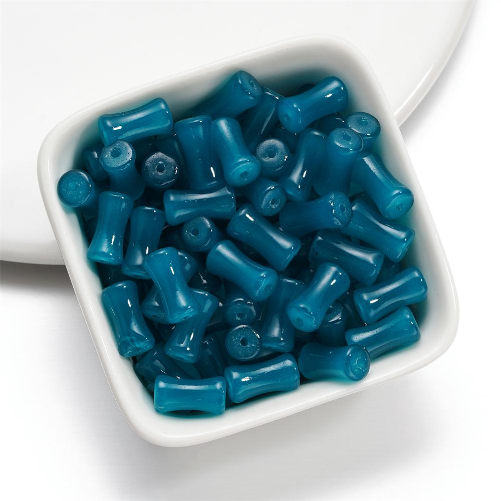 30Pcs 6.5x11.5mm Imitation Jade Bamboo Joint Charm Glass Loose Beads for DIY Handmade Jewelry Bracelet Necklace Making Supplies