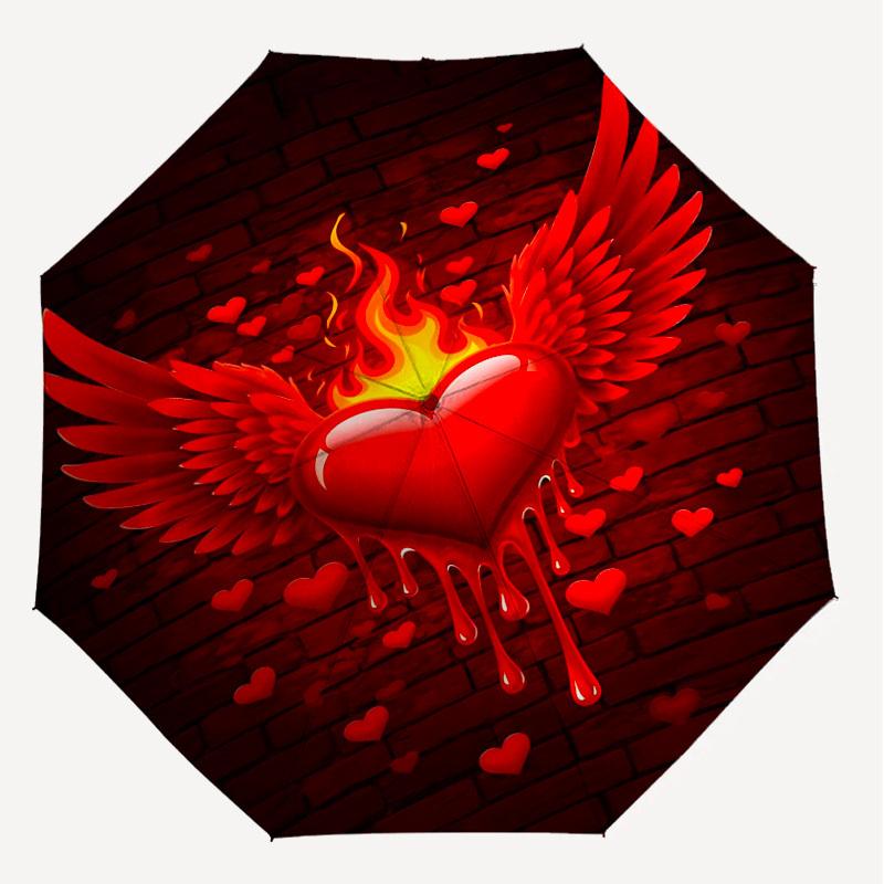 1pc Heart Wings Automatic Open/Close Umbrella Compact Folding Umbrella with 8-Rib Shaft for Women/Men, Elegant Birthday1185S