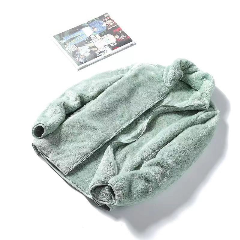 Autumn Winter Women's Thick Warm Coral Fleece Jacket Zipper Polar Fleece Outerwear Soft Casual Style Coat