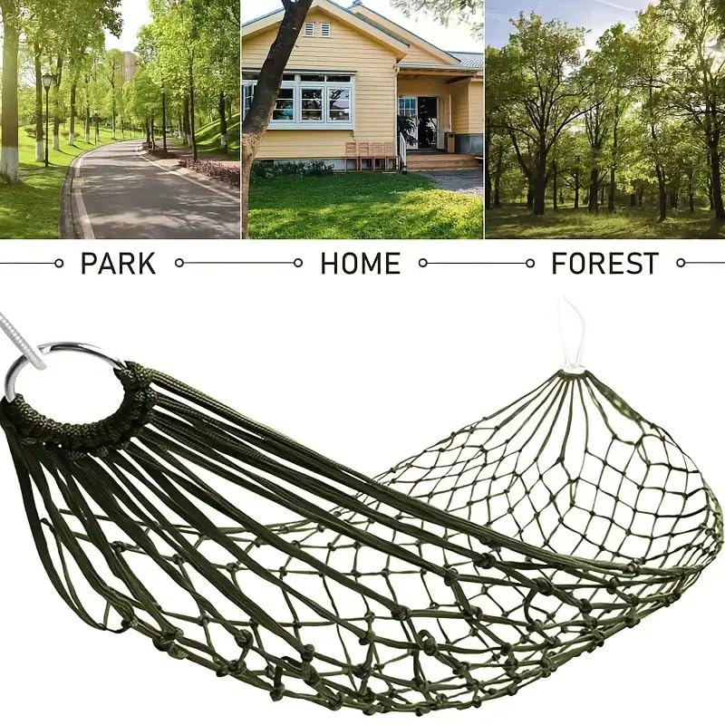 Travel Hammock,Camping Hammock, Outdoor Sport Hammock Army Green Net Mesh Nylon Sleeping Bed