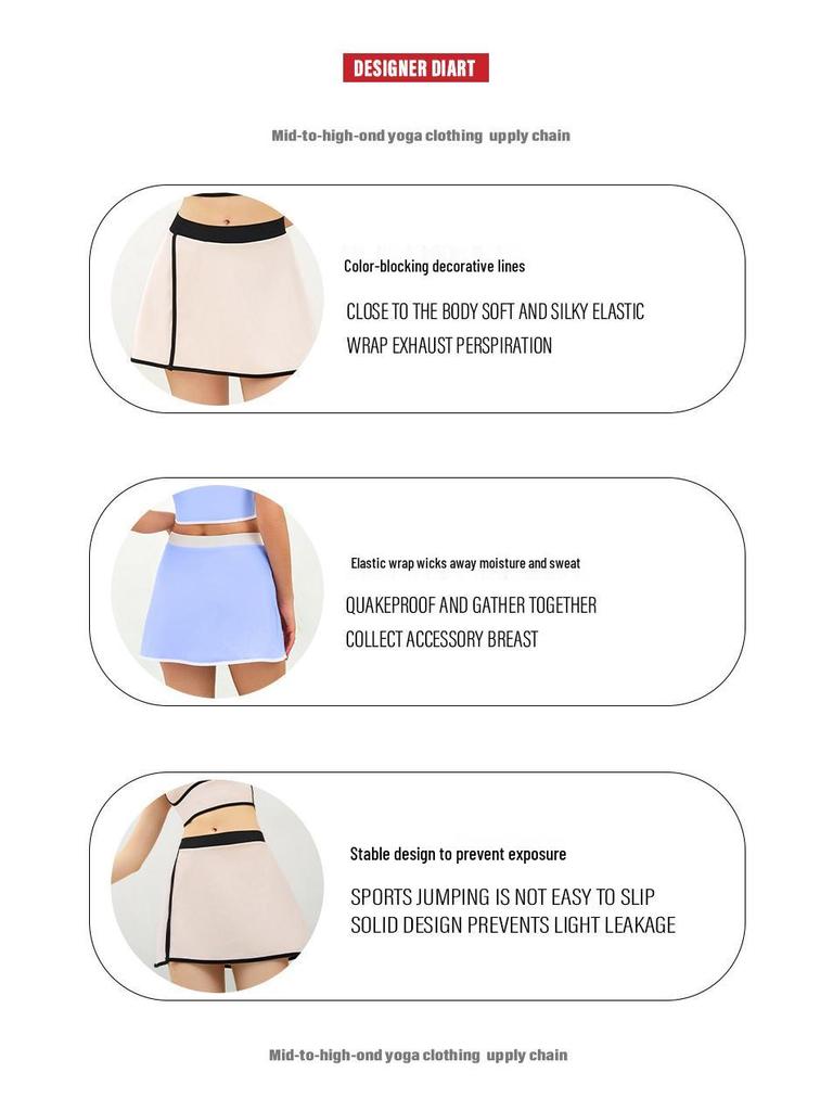 2025 Sommer Colorblock Schnelltrocknender Damen Sport Skort - Hochelastische Yoga- & Fitnessbekleidung