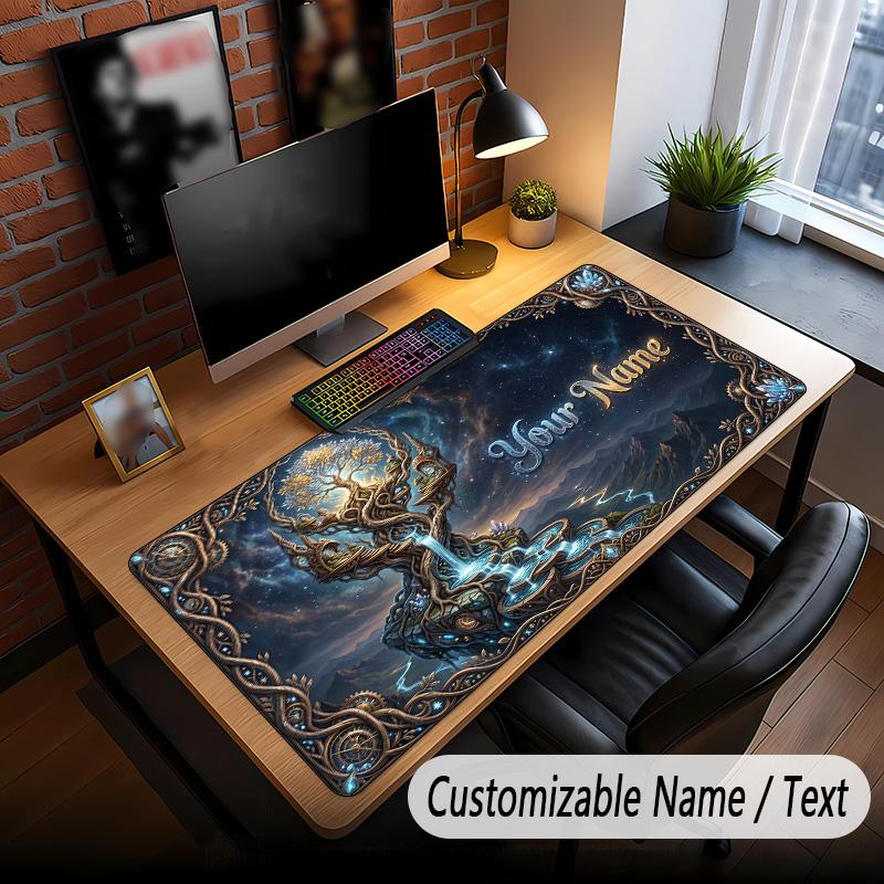 Tree of Life Theme Custom Mouse Pad Personalized With Name Text Customized Desk Mat For Office Home Decor