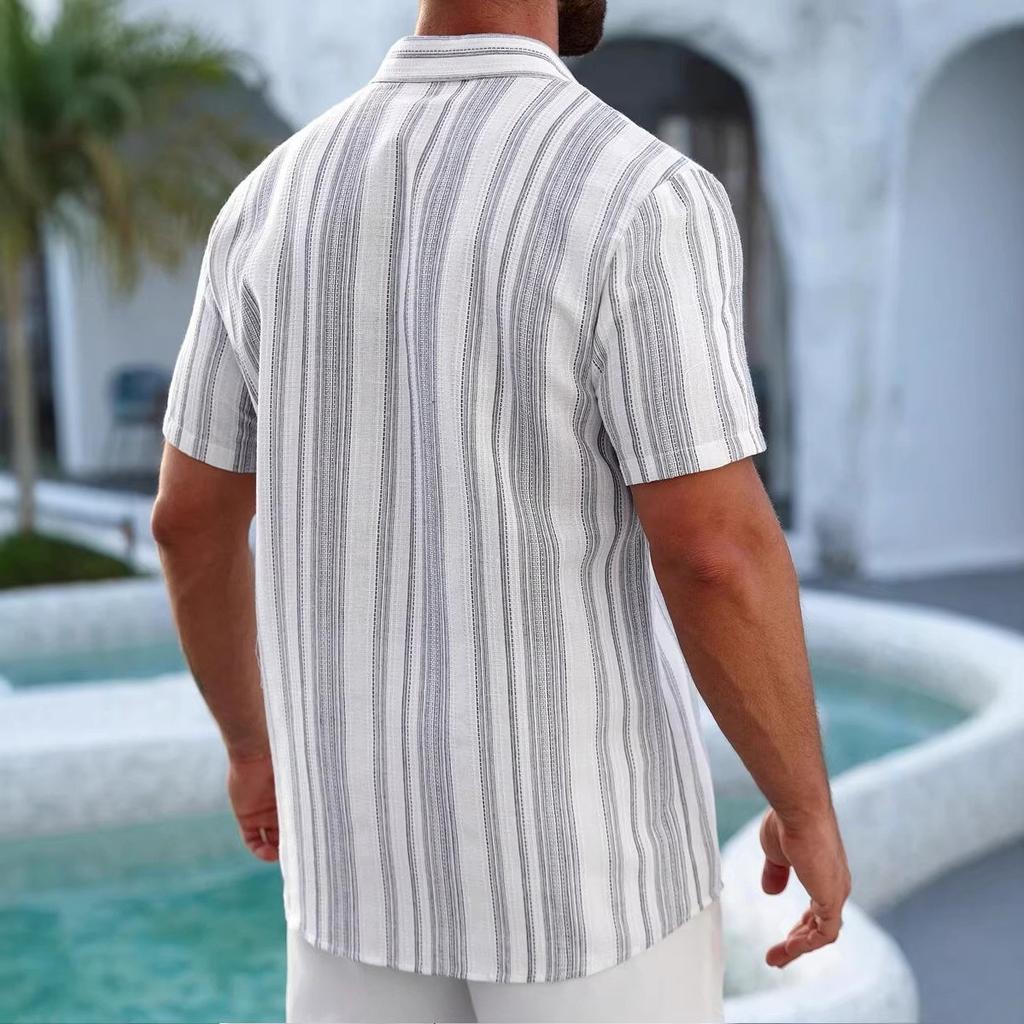 Fashion New Men Clothes Summer Short Sleeve Stripe Shirt 100% Polyester 3D Digital Print Cool Shirt Tops