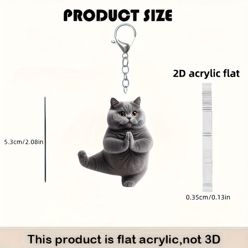 Delightful Acrylic 2D Flat Cats Keychain Pendant Ideal For Car Decoration Or Personal Items Backpack Cats Ornament