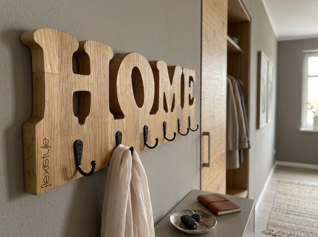 Wooden wall hanger home oak 50cm