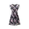 Women's Fashion Casual Sexy Chiffon Print Round Neck Ruffle Sleeveless Dress