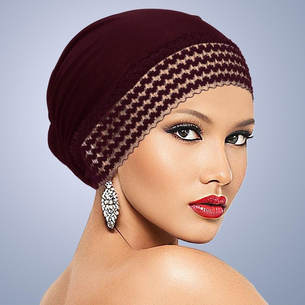 Lace Flower Headwrap Cap Breathable Lace Trim Hat New Postpartum Cap Daily Casual Wear