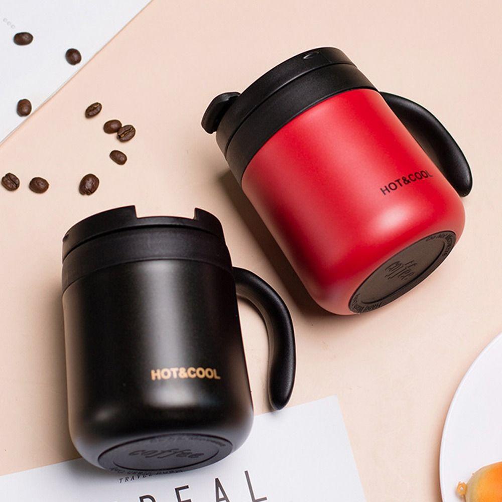 Wide-mouthed Insulated Cup Solid-color Thermos Cup Portable Coffee Cup  Car