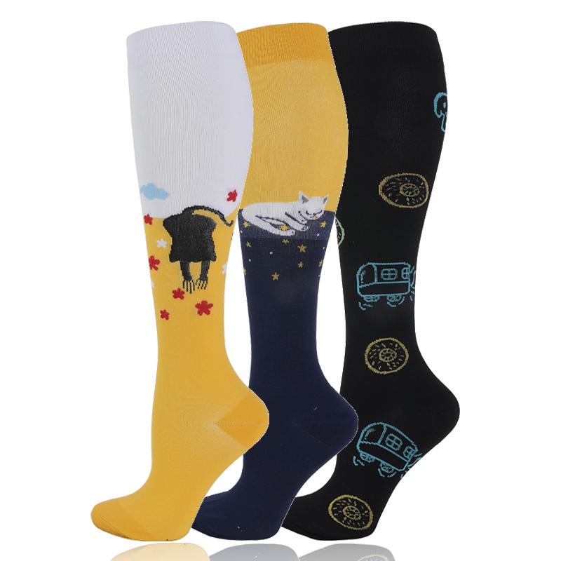 58 stylů 3 páry/balení Kompresní podkolenky 30 mmHg Ženy Muži Sportovní podkolenky Edém Cukrovka Křečové žíly Běžecké podkolenky