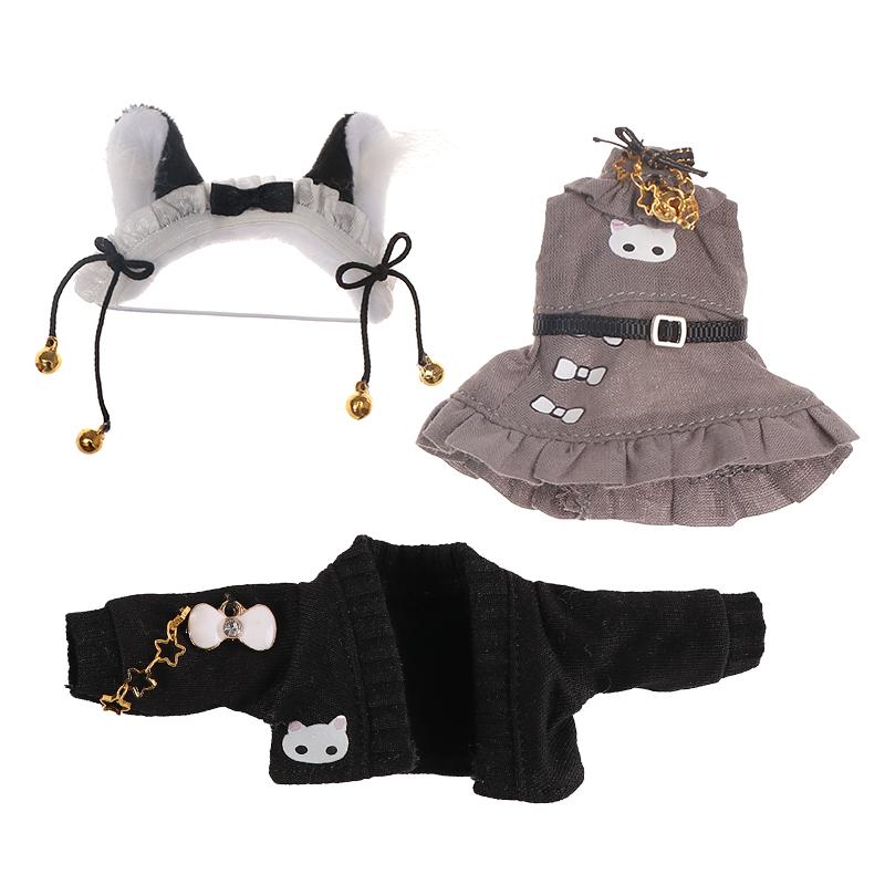 

OB11 Baby Clothes Cat Ear Dress Set Coat Cotton Clother GSC P9 1/12 bjd Doll Cute Clothes Molly Doll Clothes Headwear OB11