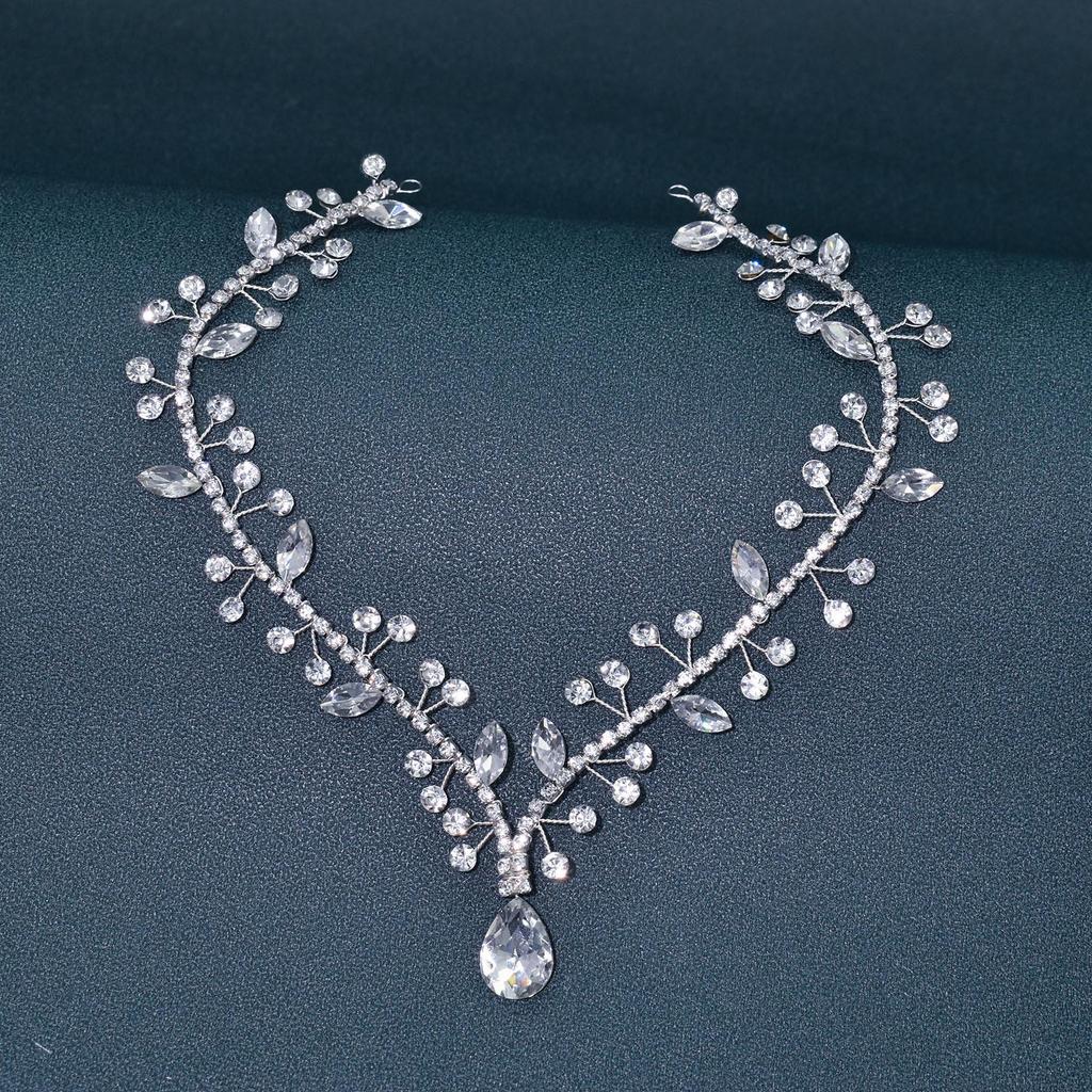Bridal Rhinestone Handmade Soft Headband Forehead Chain Hair Accessory