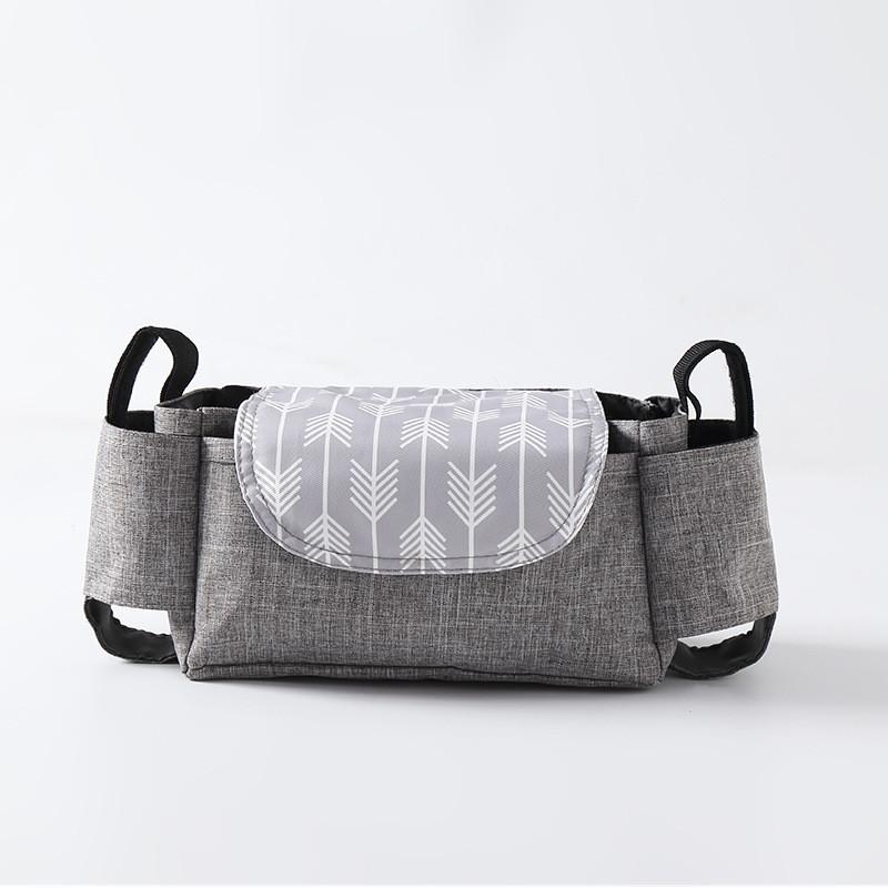 Baby Stroller Organizer Bag With Oxford Fabric Multiple Storage Pouch For Bottle And Water Cup Holding