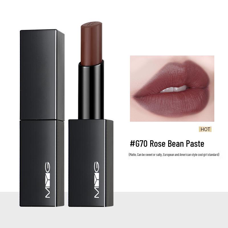 MYG Charm Magnetic Black Tube Lipstick: Moisturizing, Non-fading Earthy Tone In Dirty Orange Chocolate.