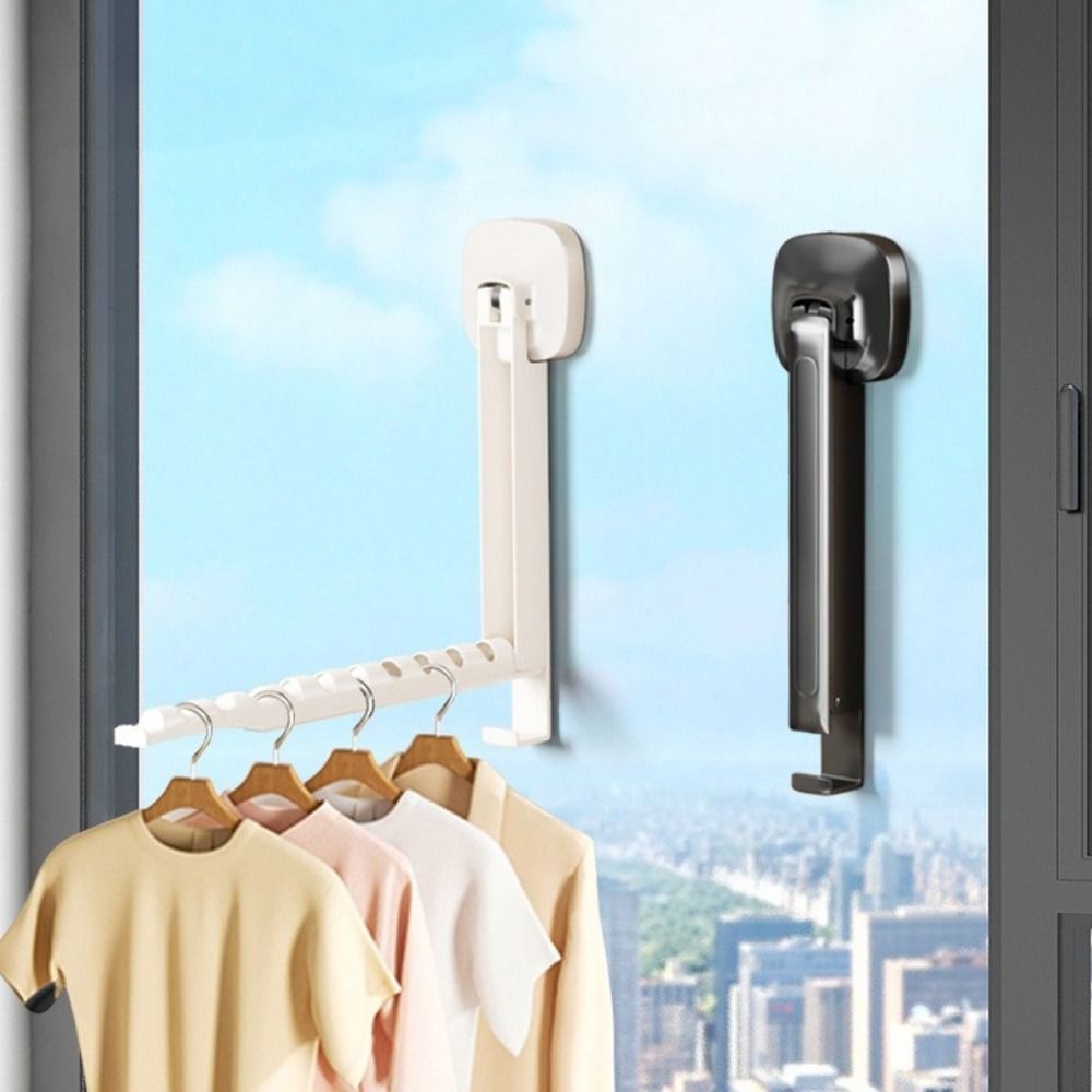 2 Pieces No-drill Installation Suction Cup Clothes Hanger Wall Mounted Laundry Rack  Bathroom Use