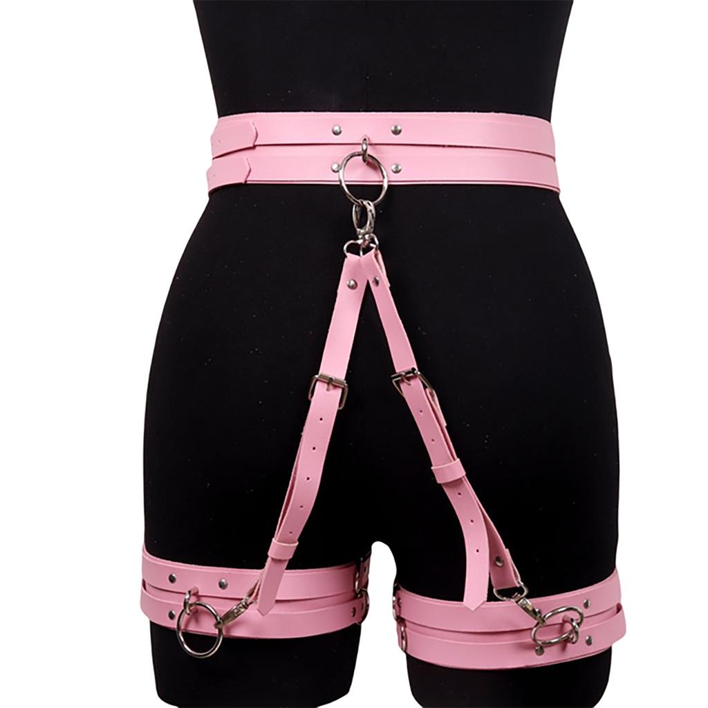 Women Sexy Leather Thigh Garter Belt Gothic Waist Connect Leg Straps BDSM Leg Harness Bondage Hip Belt Fetish Erotic Clothing