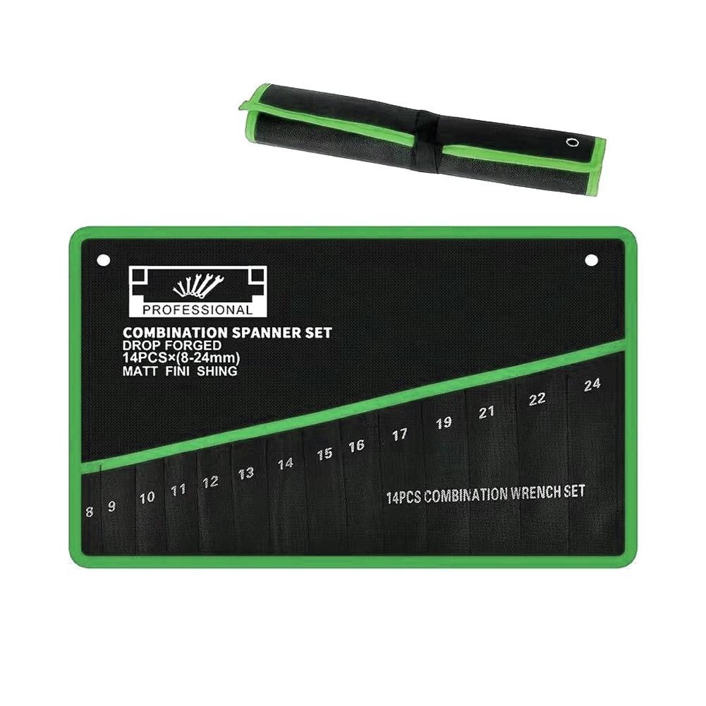 14-Pocket Roll Tool Storage Bag Portable Wrench Organizer Pouch Bag Foldable Spanner Toolkit for Hardware Hand Tools Storage