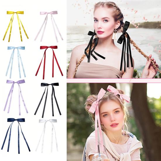 Spinka do włosów dla dziewczynki Długa wstążka Węzeł Dekoracyjna spinka do włosów Dekoracja tylnej części głowy Metalowe szpilki Akcesoria do włosów na Walentynki