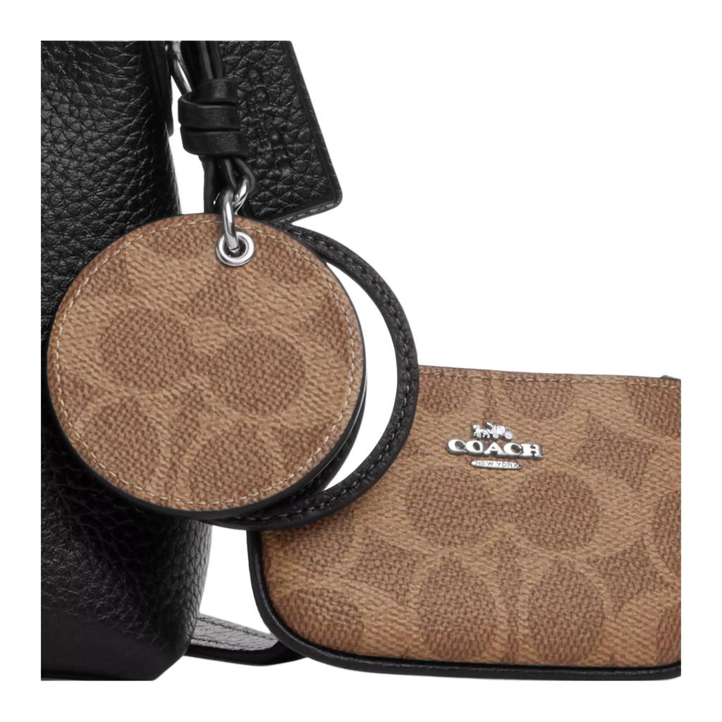 Coach Laurel 19 Metallic Logo Mirror Design Pebble Leather Crossbody Handbag Small Women Handbags Black CBI06-SVS3B