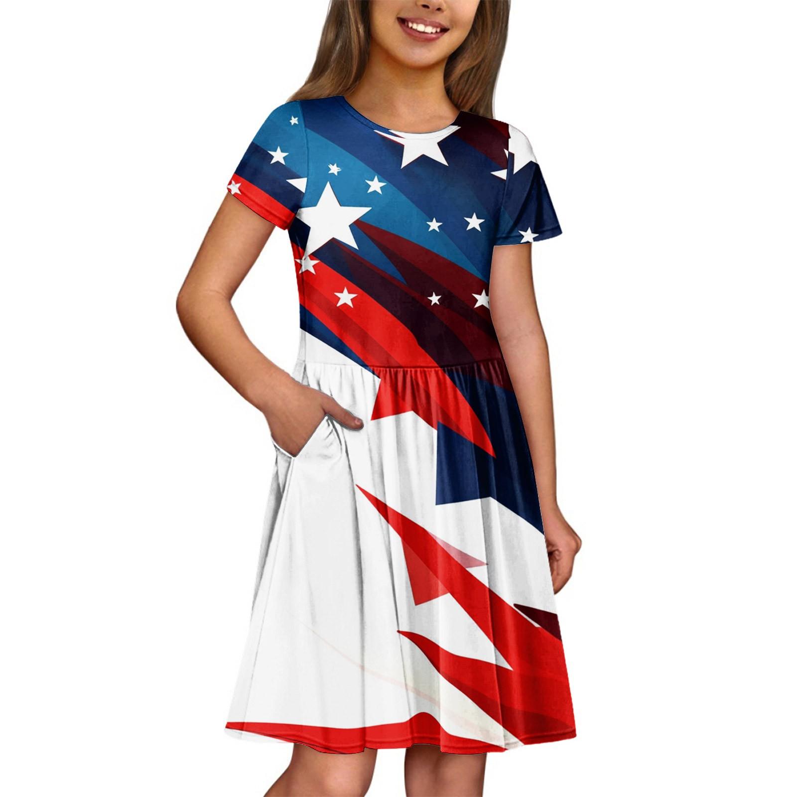 

Летнее платье для девочек, однотонное платье без рукавов с принтом и карманом, повседневное платье, вечернее платье с короткими рукавами 160 арбуз красный