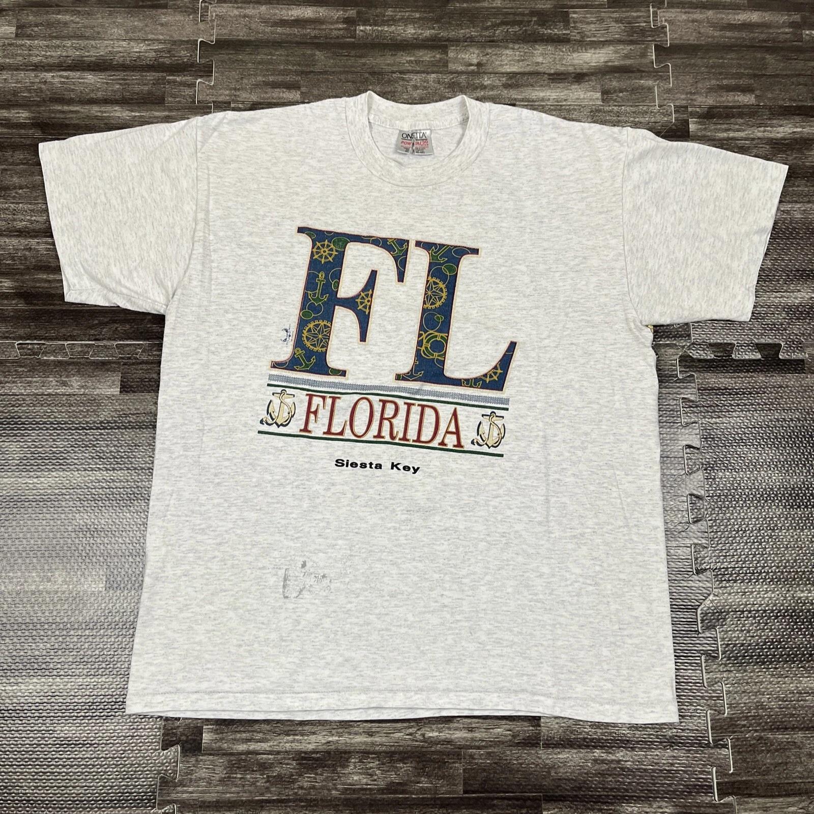 

Vintage Siesta Key Florida Single Stitch Tshirt Grey XL Casual 90s VTG S