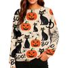 Women's Casual Halloween Print Raglan Long Sleeve Neck Sweatshirt Top