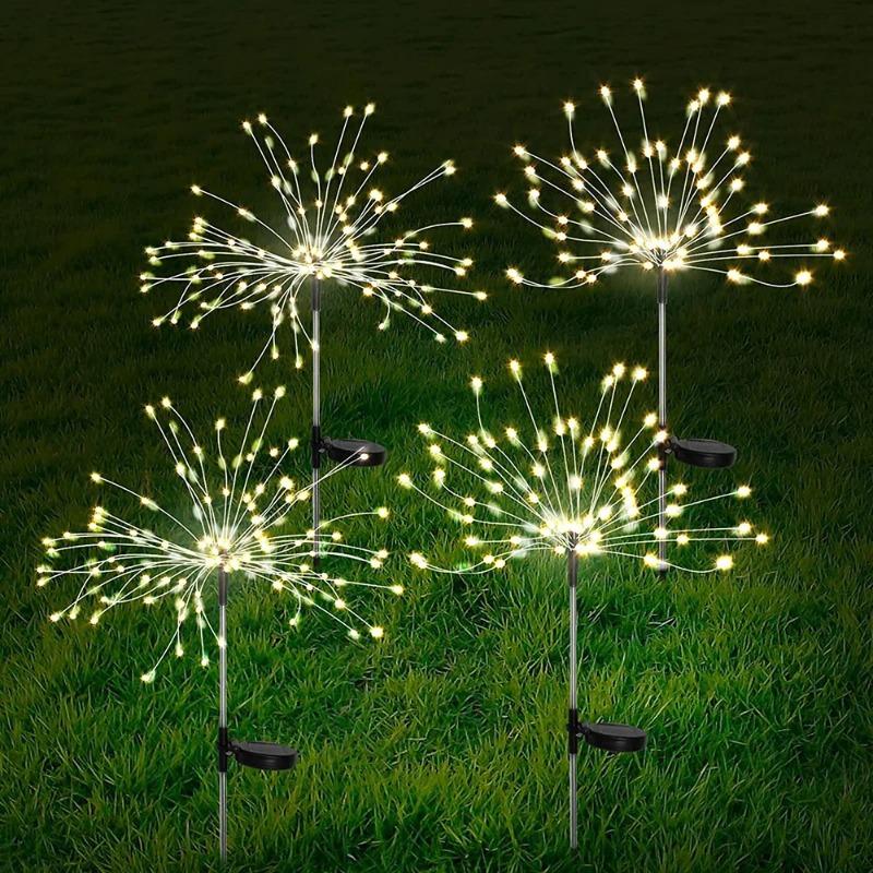 8PCS LED Solar Firework Lamp Outdoor Garden Decor Pathway Fairy Lights Waterproof Christmas Yard Balcony Patio Lawn Solar Light