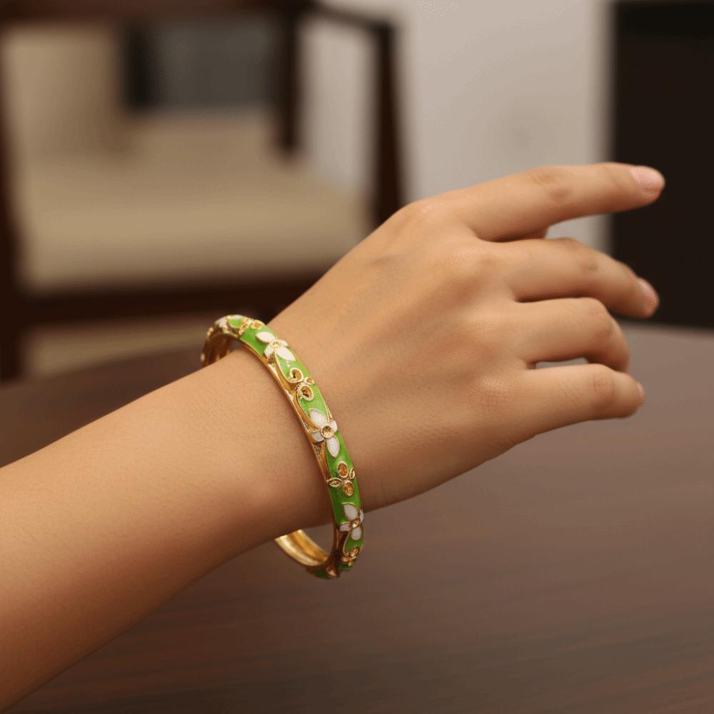 Traditionelles Chinesisches Blumenarmband Emaille Damen Handarmband Geschenke für Frauen Mädchen
