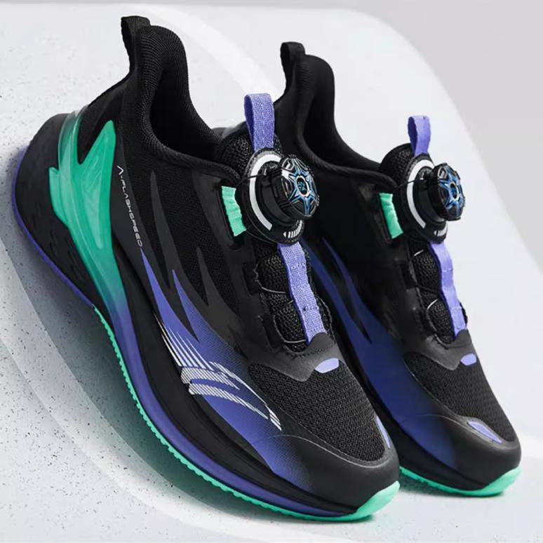 Anta Kids Bow Speed Mesh Resilient Technology No-Tie Rotating Buckle Lightweight Shock Absorption Low-Top Running Shoes Unisex sneaker 312445501-3