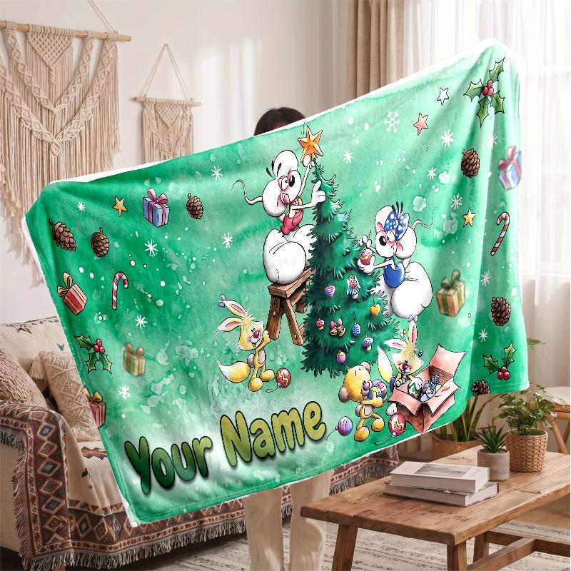 Diddl Flannel Blanket, Custom Name Text Personalized Soft Throw Blanket Home Decor Gift