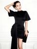 Elegant Slim Fit Pleated Bodycon Solid Color Dress - European & American Style, Light Mature Short Skirt