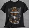 Grafické unisex tričko inspirované Harley-Davidsonem Grafika s orlem a lebkou S-3XL