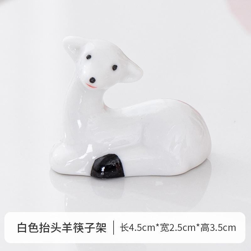 1/2 PCS Sheep Ceramic Chopstick Holder Japanese Style Tableware Underglaze Restaurant Simple Spoon Bracket Utensil for Kitchen