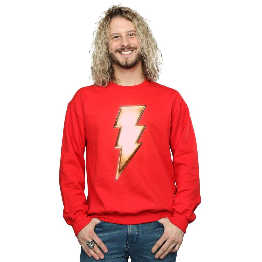 DC Comics Mens Shazam Bolt Logo Sweatshirt