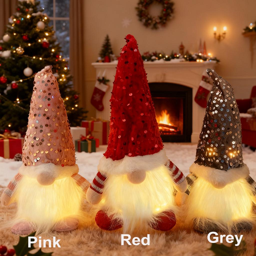 Christmas Gnome Decorations 12 Inch Sequin Gnomes Doll Plush Ornaments Christmas Gift for Holiday Party Xmas Tree New Year Decor