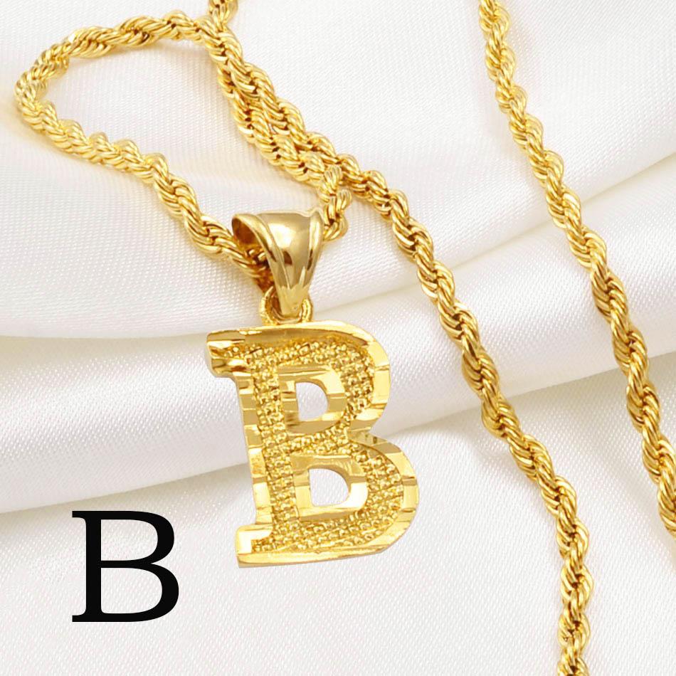 Anniyo AZ Letters Kettingen Dames Heren Verguld Initial Hanger Touwketting Engelse Letter Sieraden Alfabet Afrikaans #058002B