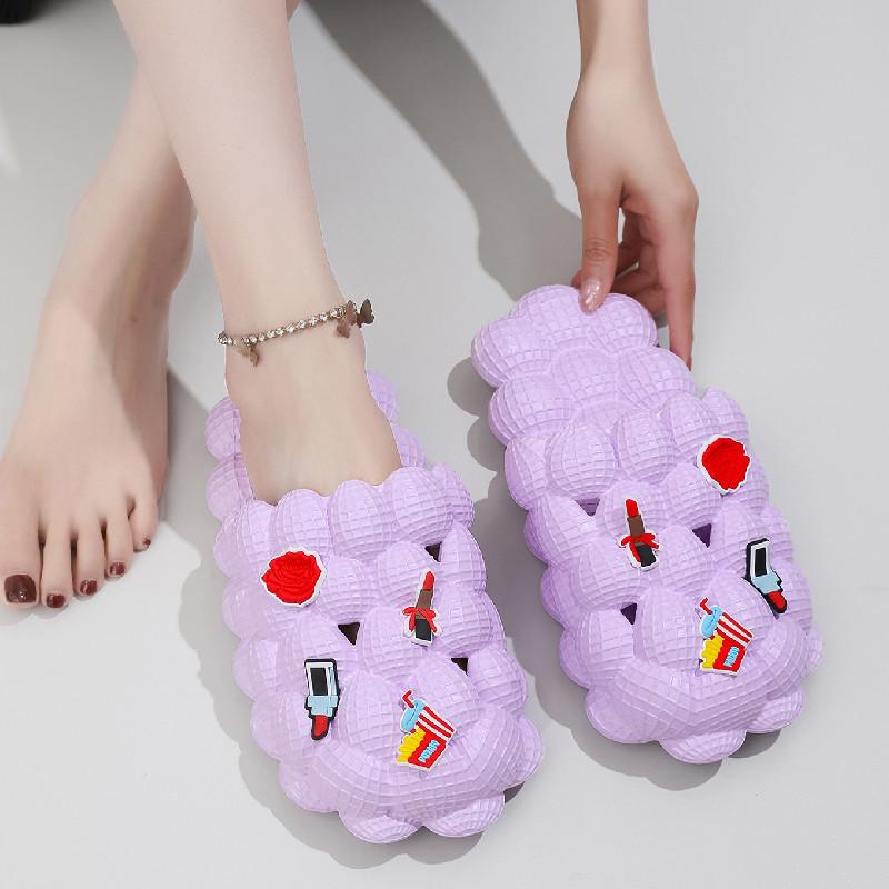 

Модные летние тапочки, новые модные мужские и женские тапочки с пузырьками, домашние сандалии из материала ЭВА для пар с массажной подошвой 40-41