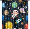 Kids Outer Space Curta, Universe Themed Earth Moon Rockets Stars Window Drapes, For Boys Girls Room Bedroom Living Room