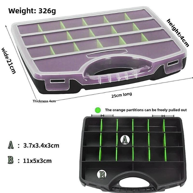 Multi-Compartment Organizer Box For Screws & Small Parts Handheld Durable Plastic Hardware And Jewelry Storage Case Compact