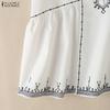 ZANZEA Women Casual Round Neck Loose Sleeveless Print Tank Tops