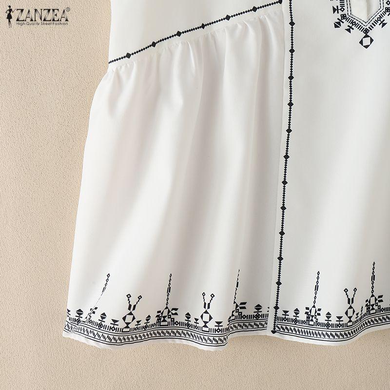 ZANZEA Women Casual Round Neck Loose Sleeveless Print Tank Tops
