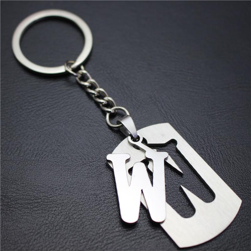 2022 DIY A-Z Letters Key Chain For Name Silver Color Steel Keychain Women Men Car Key Ring Simple Key Holder Party Gift