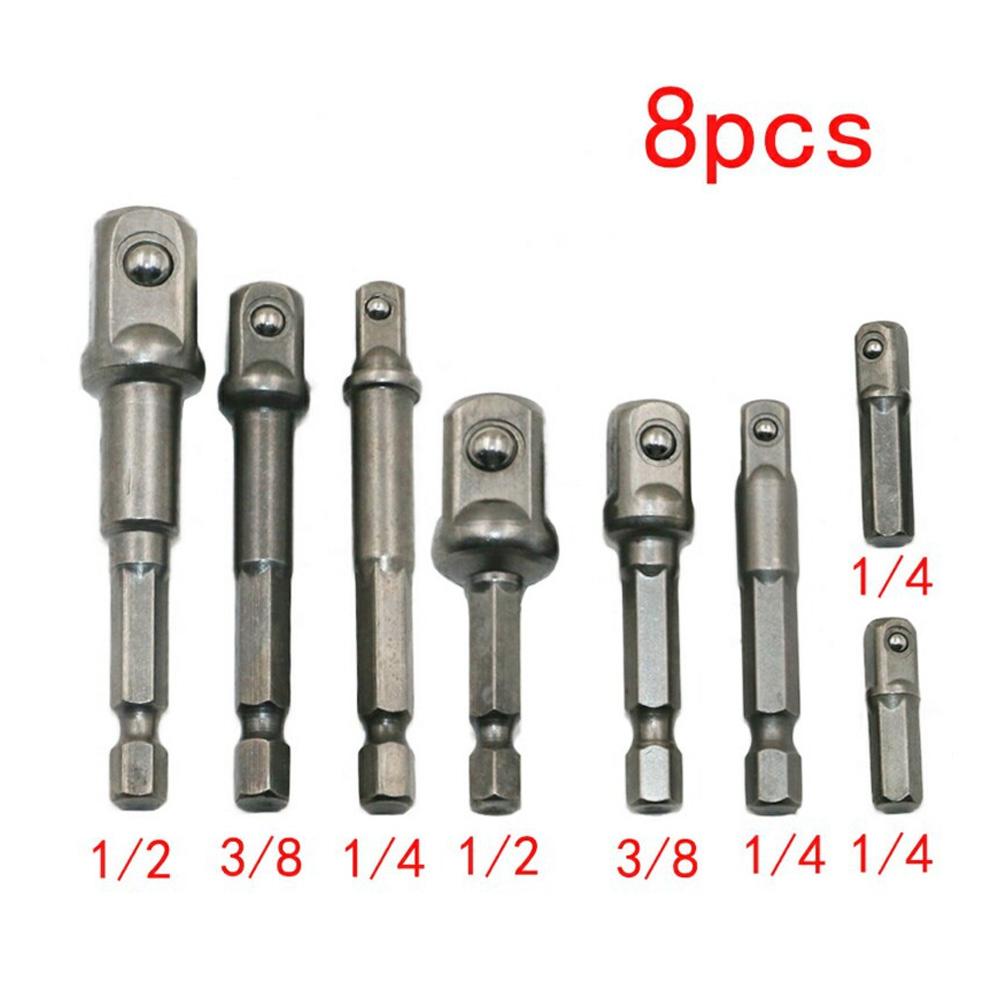 Socket Adapter, 8 Pack Hex Grip To   Head Drill Socket Adapter Drill Bit Socket Adapter Set
