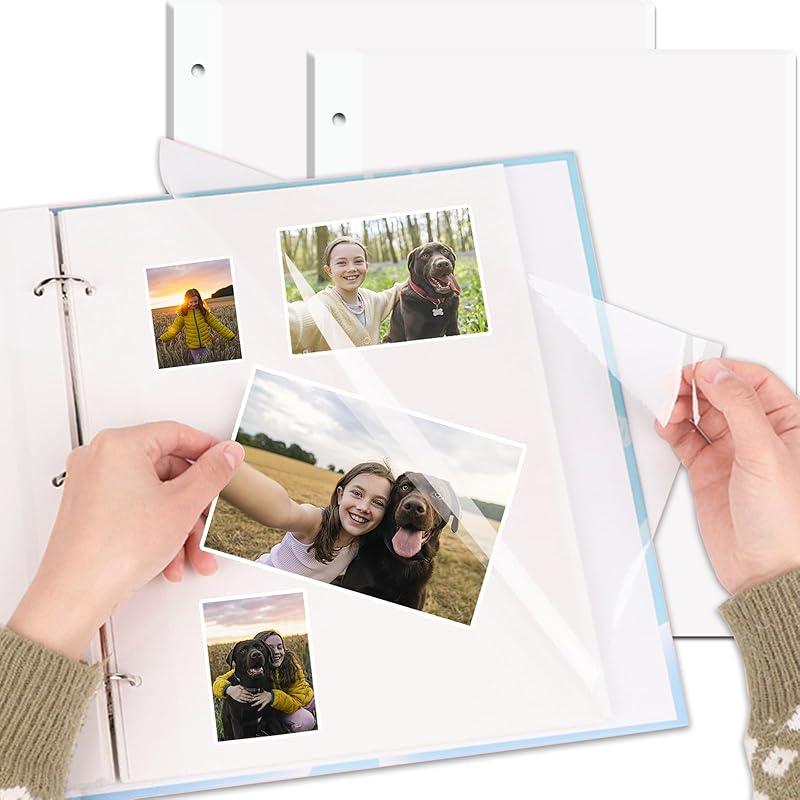 11 x 9 Inch Photo Album Refill Pages,Album Pages for 3 Ring Binder, Self Adhesive Pages, for 2x3 4x6 5x7 8x10 Replacement Photo Album Sheets (20 20 Sheets / 40 Pages